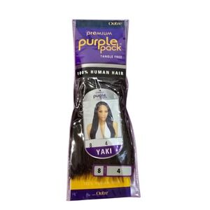 Outre Premium 100% Human Hair Weave Purple Pack Yaki 3 PACKS 8" Color #4